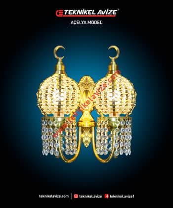 Çift Kollu Mihrace Kollu Duvar Aplik Avize - Teknikel Chandelier