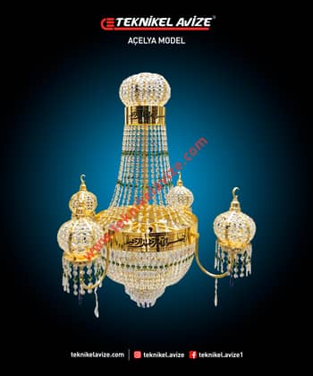 1 Çemberli Mihrace Kollu 75 Cm Çap Sarkıt Avize - Teknikel Chandelier