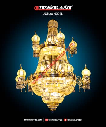 2 Çemberli Mihrace Kollu 135 Cm Çap Sarkıt Avize - Teknikel Chandelier