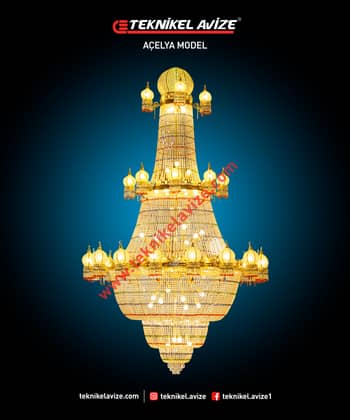 3 Çemberli Mihrace Kollu 200 Cm Çap Sarkıt Avize - Teknikel Chandelier
