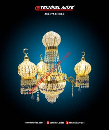 1 Çemberli Mihrace Kollu 65 Cm Çap Sarkıt Avize - Teknikel Chandelier