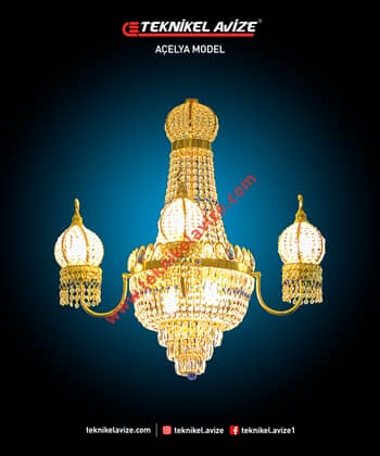 1 Çemberli Mihrace Kollu 75 Cm Çap Sarkıt Avize - Teknikel Chandelier
