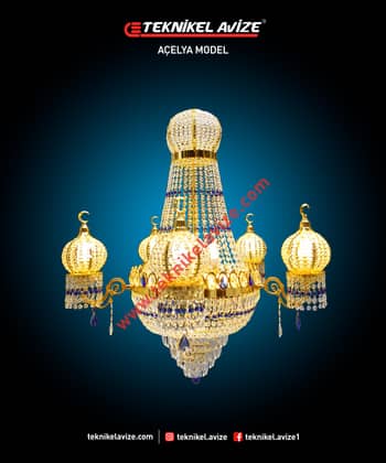 1 Çemberli Mihrace Kollu 85 Cm Çap Sarkıt Avize - Teknikel Chandelier
