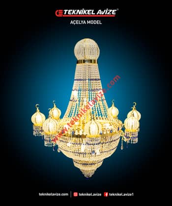 1 Çemberli Mihrace Kollu 115 Cm Çap Sarkıt Avize - Teknikel Chandelier