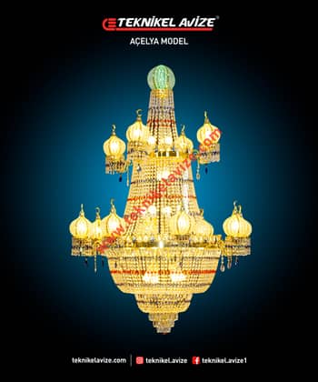 2 Çemberli Mihrace Kollu 115 Cm Çap Sarkıt Avize - Teknikel Chandelier