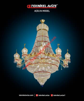 1 Çemberli Mihrace Kollu 150 Cm Çap Sarkıt Avize - Teknikel Chandelier