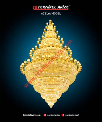 5 Çemberli Mihrace Kollu 500 Cm Çap Sarkıt Avize - Teknikel Chandelier