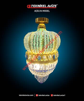 1 Çemberli Mihrace Kollu 30 Cm Çap Tavan Avize - Teknikel Chandelier
