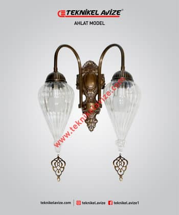 Çift Kollu Üfleme Şeffaf Damlı Camlı Duvar Aplik Avize - Teknikel Chandelier