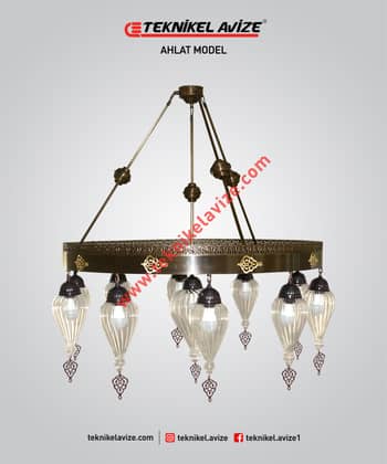 100 Cm Çap Üfleme Şeffaf Damlı Camlı 1 Çemberli Sarkıt Avize - Teknikel Chandelier