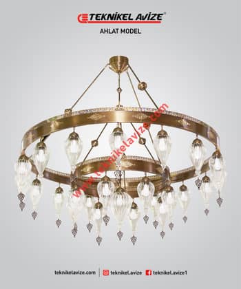 150 Cm Çap Üfleme Şeffaf Damlı Camlı 2 Çemberli Sarkıt Avize - Teknikel Chandelier