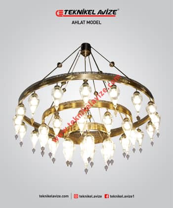 180 Cm Çap Üfleme Şeffaf Damlı Camlı 3 Çemberli Sarkıt Avize - Teknikel Chandelier