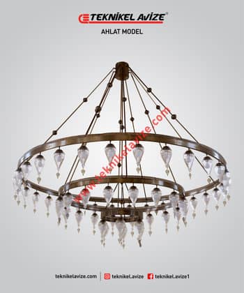300 Cm Çap Üfleme Şeffaf Damlı Camlı 3 Çemberli Sarkıt Avize - Teknikel Chandelier