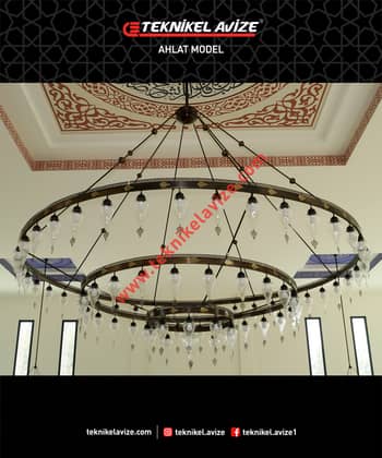 400 Cm Çap Üfleme Şeffaf Damlı Camlı 3 Çemberli Sarkıt Avize - Teknikel Chandelier