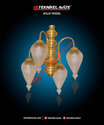 4 Kollu Üfleme Şeffaf Damlı Camlı Sarkıt Avize - Teknikel Chandelier