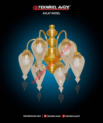 6 Kollu Üfleme Şeffaf Damlı Camlı Sarkıt Avize - Teknikel Chandelier
