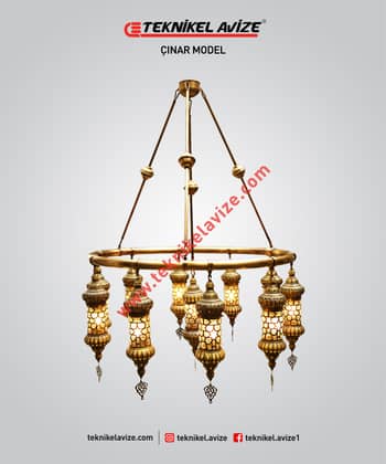 100 Cm Çap Üfleme Cam Üzeri Dekoratif Metal Kafesli 1 Çemberli Sarkıt Avize - Teknikel Chandelier
