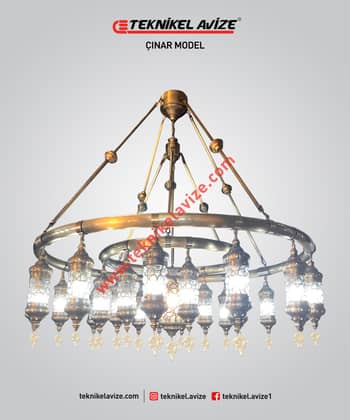 150 Cm Çap Üfleme Cam Üzeri Dekoratif Metal Kafesli 2 Çemberli Sarkıt Avize - Teknikel Chandelier