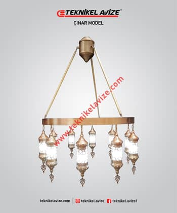 100 Cm Çap Üfleme Cam Üzeri Dekoratif Metal Kafesli 1 Çemberli Sarkıt Avize - Teknikel Chandelier