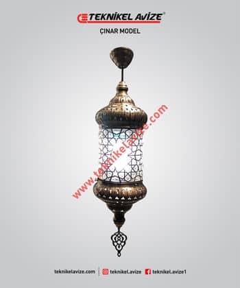 15 Cm Çap Üfleme Cam Üzeri Dekoratif Metal Kafesli Tekli Sarkıt Avize - Teknikel Chandelier