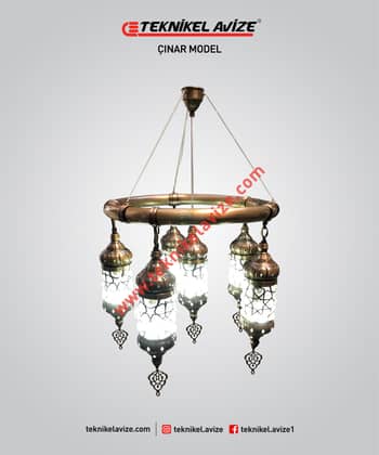 50 Cm Çap Üfleme Cam Üzeri Dekoratif Metal Kafesli 1 Çemberli Sarkıt Avize - Teknikel Chandelier