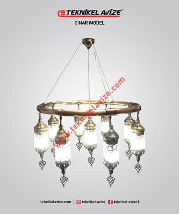 80 Cm Çap Üfleme Cam Üzeri Dekoratif Metal Kafesli 1 Çemberli Sarkıt Avize - Teknikel Chandelier