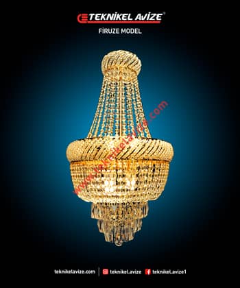 50 Cm Çap 1 Katlı Torbalı Çember Kolsuz Çember Dış Yüzeyi Boncuk Taş Ile Işelnmiş Sarkıt Avize - Teknikel Chandelier