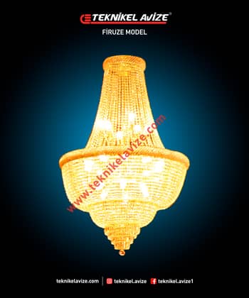120 Cm Çap 1 Katlı Torbalı Çember Kolsuz Çember Dış Yüzeyi Boncuk Taş Ile Işelnmiş Sarkıt Avize - Teknikel Chandelier