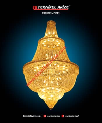 200 Cm Çap 2 Katlıi Torbalı Çember Kolsuz Çember Dış Yüzeyi Boncuk Taş Ile Işelnmiş Sarkıt Avize - Teknikel Chandelier