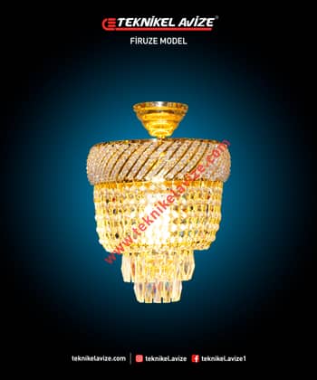 30 Cm Çap Torbalı Çember Kolsuz Çember Dış Yüzeyi Boncuk Taş Ile Işelnmiş Tavan Avize - Teknikel Chandelier