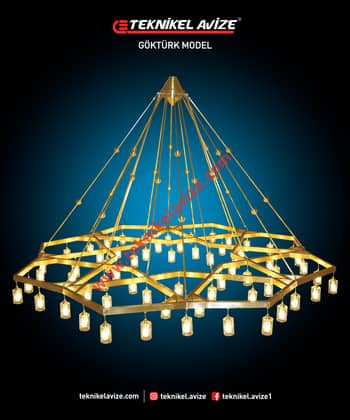400 Cm Genişlik Geometrik Form Metalden Imalat Yatay Çember Tek Katlı Kollu Sarkıt Avize - Teknikel Chandelier