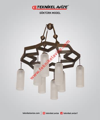 80 Cm Genişlik Geometrik Form Metalden Imalat Yatay Çember Tek Katlı Kollu Sarkıt Avize - Teknikel Chandelier