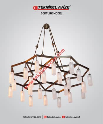 200 Cm Genişlik Geometrik Form Metalden Imalat Yatay Çember Tek Katlı Kollu Sarkıt Avize - Teknikel Chandelier