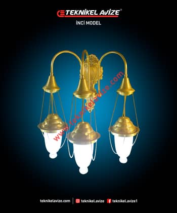 Üç Kollu Duvar Aplik Avize - Teknikel Chandelier