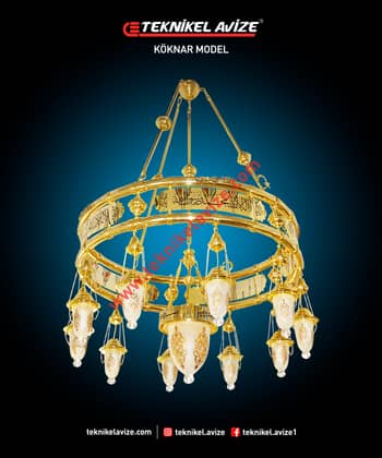 120 Cm Çap 1 Çemberli Çift Sıra Borulu Sarkıt Avize - Teknikel Chandelier