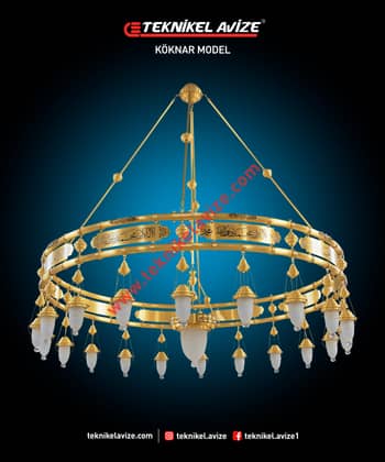 200 Cm Çap 1 Çemberli Çift Sıra Borulu Sarkıt Avize - Teknikel Chandelier
