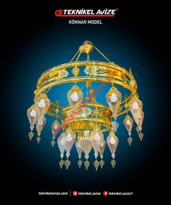 120 Cm Çap 2 Çemberli Çift Sıra Borulu Sarkıt Avize - Teknikel Chandelier