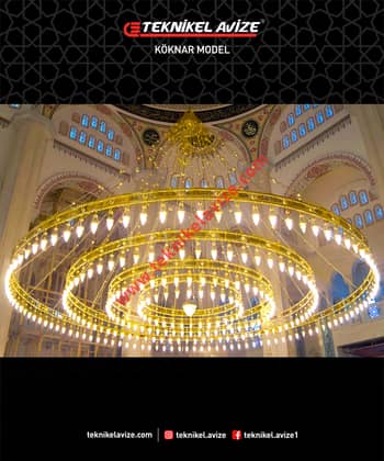 10 Mt Çap 4 Çemberli Çift Sıra Borulu Sarkıt Avize - Teknikel Chandelier
