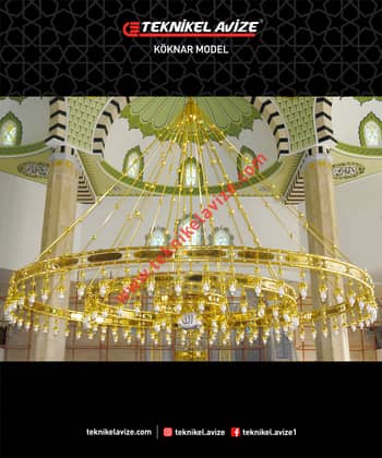 8 Mt Çap 3 Çemberli Çift Sıra Borulu Sarkıt Avize - Teknikel Chandelier