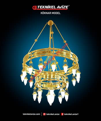 150 Cm Çap 2 Çemberli Çift Sıra Borulu Sarkıt Avize - Teknikel Chandelier