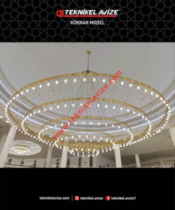17 Mt Çap 5 Çemberli Çift Sıra Borulu Sarkıt Avize - Teknikel Chandelier