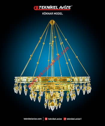 300 Cm Çap 3 Çemberli Çift Sıra Borulu Sarkıt Avize - Teknikel Chandelier