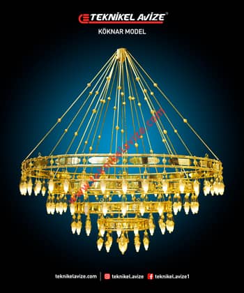 400 Cm Çap 4 Çemberli Çift Sıra Borulu Sarkıt Avize - Teknikel Chandelier