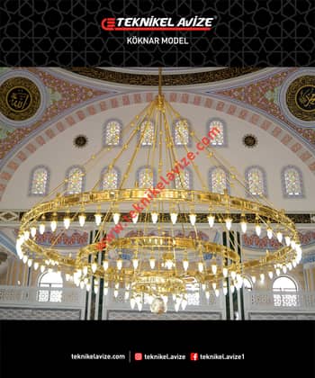600 Cm Çap 3 Çemberli Çift Sıra Borulu Sarkıt Avize - Teknikel Chandelier