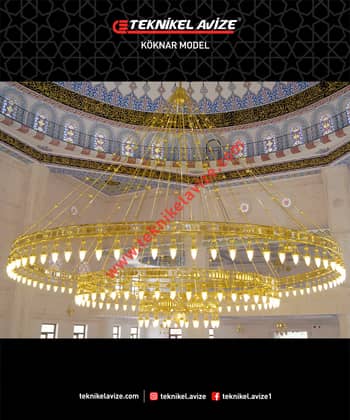 800 Cm Çap 3 Çemberli Çift Sıra Borulu Sarkıt Avize - Teknikel Chandelier