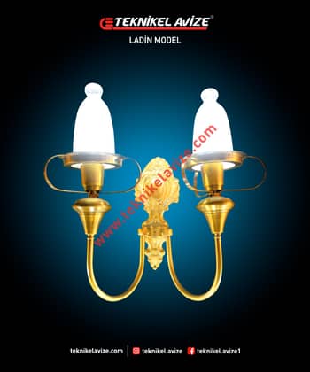 Yukarı Bakan Çift Kollu Duvar Aplik Avize - Teknikel Chandelier