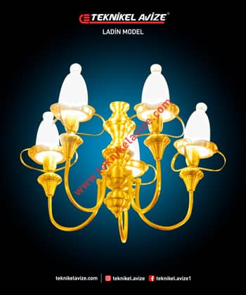 Yukarı Bakan 5 Kollu Sarkıt Avize - Teknikel Chandelier