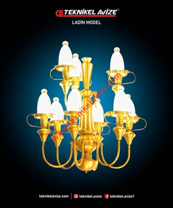 Yukarı Bakan 9 Kollu Çift Çember Sarkıt Avize - Teknikel Chandelier