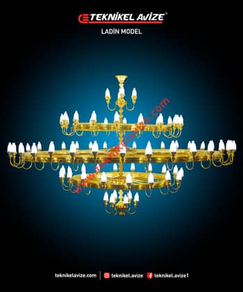 Yukarı Bakan 350 Cm Çap 3 Çemberli Sarkıt Avize - Teknikel Chandelier