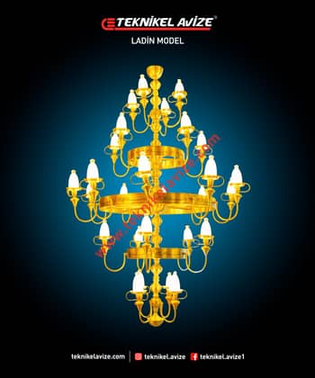 Yukarı Bakan 150 Cm Çap 3 Çemberli Sarkıt Avize - Teknikel Chandelier